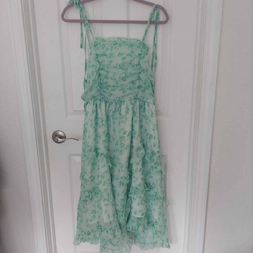 SHEIN Green Floral Midi Dress